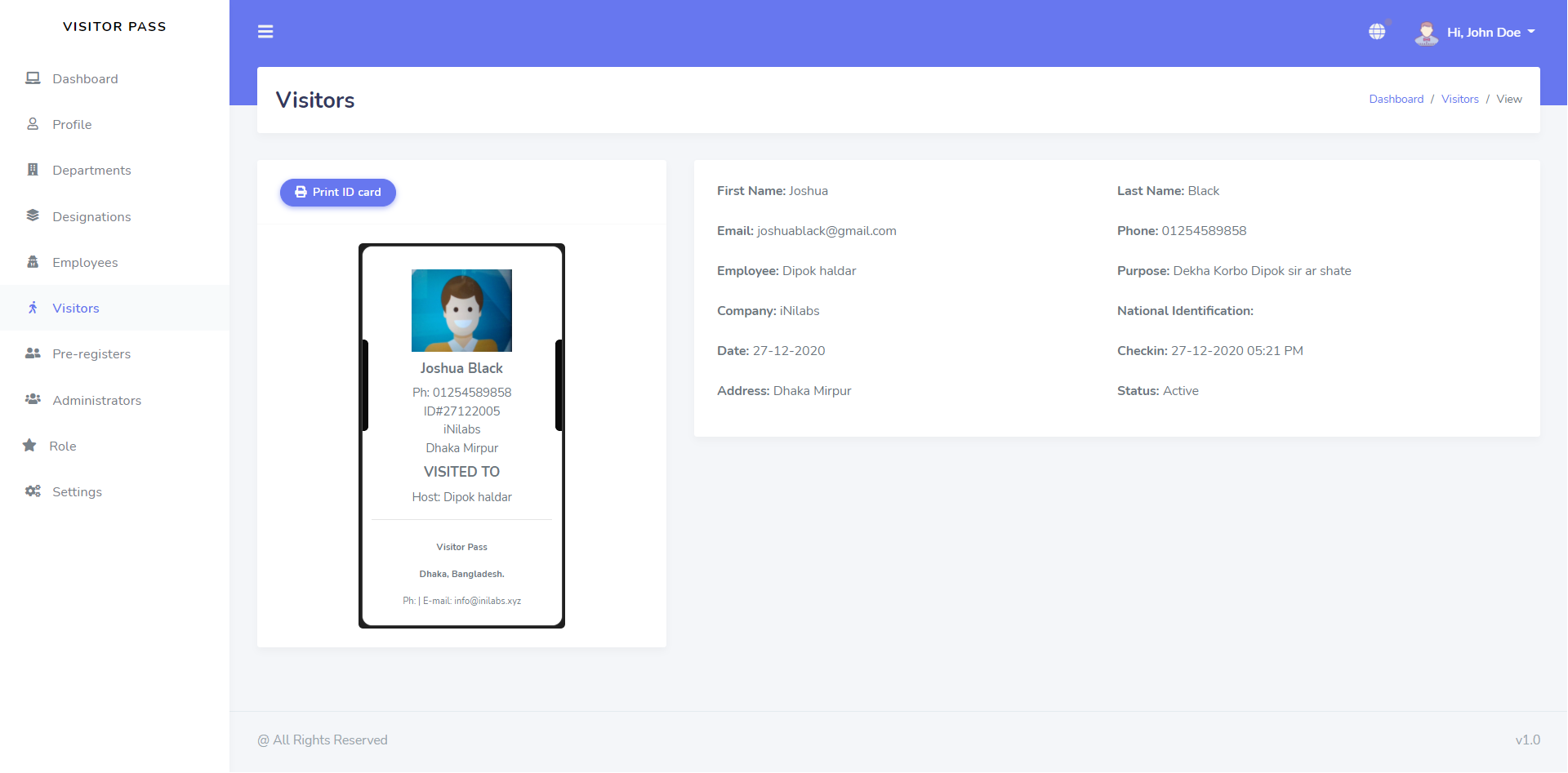 Check-in Dashboard